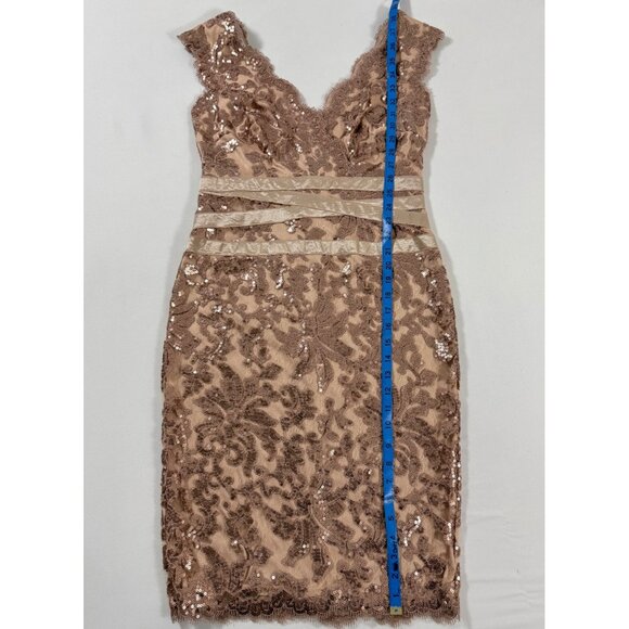 Tadashi Shoji Size 6 Nude Rose Sequin Lace Sheath Dress • Cocktail Formal Glam - Picture 15 of 15